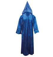 narrenwelt Kostüm Zauberer Magier Umhang lang Kapuze blau Panne-Samt Sternenmuster silber Kinder Fasching