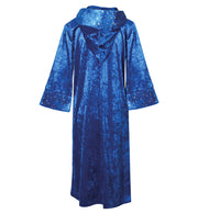 narrenwelt Kostüm Zauberer Magier Umhang lang Kapuze blau Panne-Samt Sternenmuster silber Kinder Fasching