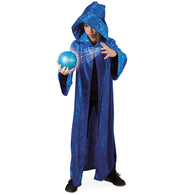 narrenwelt Kostüm Zauberer Magier Umhang lang Kapuze blau Panne-Samt Sternenmuster silber Kinder Fasching