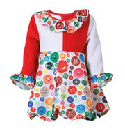 narrenwelt Kostüm Kleid Knöpfchen Clown  Kinderkostüm 92-104 Karneval Fasching