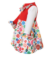 narrenwelt Kostüm Kleid Knöpfchen Clown  Kinderkostüm 92-104 Karneval Fasching