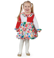narrenwelt Kostüm Kleid Knöpfchen Clown  Kinderkostüm 92-104 Karneval Fasching