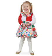 narrenwelt Kostüm Kleid Knöpfchen Clown  Kinderkostüm 92-104 Karneval Fasching