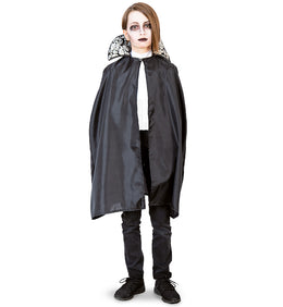 n‍arrenwelt Kostüm Lord Skull Cape Umhang schwarz mit Riesenkragen 128 -164 Halloween Motto Party