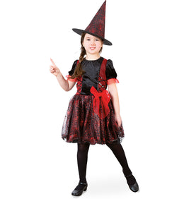 narrenwelt Edel Hexe Ilvy Hexe Kind Kleid Pannesamt viele Details Halloween 104 - 140