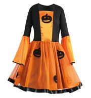 narrenwelt Kostüm Hexe Kinder Halloween Kürbis  128+140