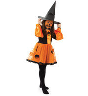 narrenwelt Kostüm Hexe Kinder Halloween Kürbis  128+140