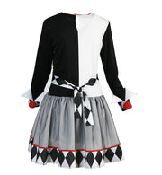narrenwelt Kostüm Clown Harlekin Damenkleid – Zeitloser schwarz-weiß Look Fasching  Halloween Cosplay