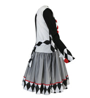 narrenwelt Kostüm Clown Harlekin Damenkleid – Zeitloser schwarz-weiß Look Fasching  Halloween Cosplay