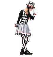 narrenwelt Kostüm Clown Harlekin Damenkleid – Zeitloser schwarz-weiß Look Fasching  Halloween Cosplay