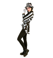 narrenwelt Jacke Pantomima Kostümjacke Schwarz-Weißer Muster-Mix Harlekin Zirkus Fasching Cosplay