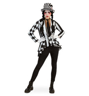 narrenwelt Jacke Pantomima Kostümjacke Schwarz-Weißer Muster-Mix Harlekin Zirkus Fasching Cosplay