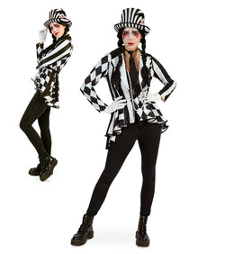 narrenwelt Jacke Pantomima Kostümjacke Schwarz-Weißer Muster-Mix Harlekin Zirkus Fasching Cosplay