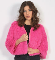 narrenwelt Jacke Fluffy Glamour Oberteil in Flausch Pink Party Fasching Cosplay