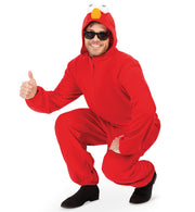 narrenwelt Kostüm Kuschelmonster Overall rot Kapuze Augen und Nase Cosplay Fasching L + XXL