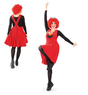narrenwelt Latzrock Elmi  Kleid Damen Trägerrock rot  Clown Zirkus Motto Party Event Cosplay Fasching S-L