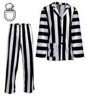 narrenwelt Kultiger Lottergeist-Anzug – schriller Gruselspaß im Streifenlook Geist Halloween Fasching Motto Party Event Cosplay L + XL