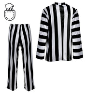 narrenwelt Kultiger Lottergeist-Anzug – schriller Gruselspaß im Streifenlook Geist Halloween Fasching Motto Party Event Cosplay L + XL