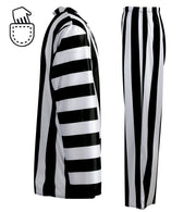 narrenwelt Kultiger Lottergeist-Anzug – schriller Gruselspaß im Streifenlook Geist Halloween Fasching Motto Party Event Cosplay L + XL