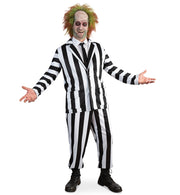 narrenwelt Kultiger Lottergeist-Anzug – schriller Gruselspaß im Streifenlook Geist Halloween Fasching Motto Party Event Cosplay L + XL