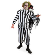 narrenwelt Kultiger Lottergeist-Anzug – schriller Gruselspaß im Streifenlook Geist Halloween Fasching Motto Party Event Cosplay L + XL