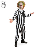 narrenwelt Kultiger Lottergeist-Anzug – schriller Gruselspaß im Streifenlook Geist Halloween Fasching Motto Party Event Cosplay L + XL