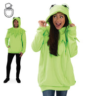 narrenwelt Kostüm Frosch Oberteil mit Kapuze Augen und Froschkragen Cosplay Motto Party Unisex Fasching M - XXL