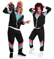 narrenwelt Kostüm Jogginganzug schwarz 80er Jahre Style: Party Event Fasching