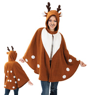 narrenwelt Kostüm Cape Reh Poncho Damen Erwachsene Fasching Karneval
