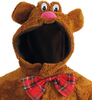 narrenwelt Kostüm Teddy Overall Bär mit Kapuze Augen Ohren Nase und Schleife Unisex Tier Overall Teddy Bär Fasching Motto Party Event Cosplay