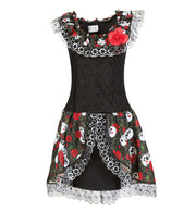 narrenwelt Kostüm Carina  Kleid mex Totentag Tag der Toten Halloween Fasching Gr. 36 - 40