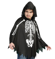 narrenwelt Skelett Poncho mit Kapuze Halloween Unisex Cape Skull Einheitsgröße