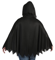 narrenwelt Skelett Poncho mit Kapuze Halloween Unisex Cape Skull Einheitsgröße
