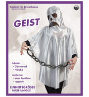 narrenwelt Kostüm Geist Gespenst Poltergeist Umhang mit Haube Erwachsene Überwurf Halloween