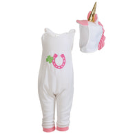narrenwelt Einhorn Baby Kostüm weiß - rosa 1 TLG Overall mit Mütze Haube Gr 92