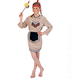 narrenwelt Kostüm Indianer Mohikaner Apache Mädchen Kleid mit Gürtel 116-152