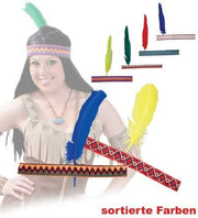 narrenwelt Indianer Stirnband mit Feder gelb Federschmuck Kinder und Erwachsene Kostüm Fasching Karneval