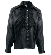 narrenwelt Rüschenhemd Schlager DJ Disco Hemd Schlagerhemd schwarz Größe M - XXXL Motto Party Event