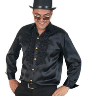 narrenwelt Rüschenhemd Schlager DJ Disco Hemd Schlagerhemd schwarz Größe M - XXXL Motto Party Event