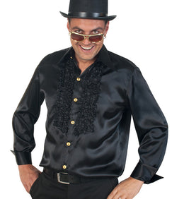 narrenwelt Rüschenhemd Schlager Hemd Schlagerhemd schwarz Größe M - XXXL Motto Party Event