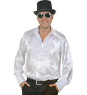 narrenwelt Rüschenhemd Schlager DJ Disco Hemd Schlagerhemd weiß Größe M - XXXL Motto Party Event