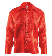 narrenwelt Rüschenhemd rot Rueschenhemd DJ Disco Schlager Schlagerhemd Unisex M - XL Motto Party