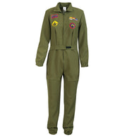 narrenwelt Kostüm Kampfpilot Overall grün Militär Pilot Flieger-Uniform M - XL