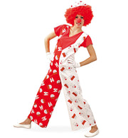 narrenwelt Kostüm Latzhose 1tlg Köln Wappen Dom 2farbig rot/weiß M - XXXL Karneval Motto Party Unisex