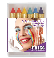 narrenwelt Rainbow Schminkset Regenbogen 6 leuchtende Farben Schminkstifte Party