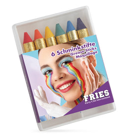 narrenwelt Rainbow Schminkset Regenbogen 6 leuchtende Farben Schminkstifte Party