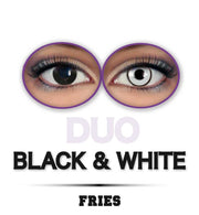 narrenwelt Fun Linsen  Duo Black & White Zweifarbige Fun-Kontaktlinsen Eyecatcher Motivlinsen Halloween Cosplay-Linsen
