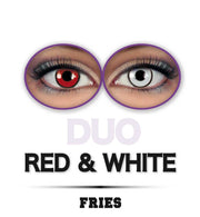 narrenwelt Fun Linsen  Duo Red & White Zweifarbige Fun-Kontaktlinsen Wow-Effekt Motivlinsen Halloween Cosplay-Linsen
