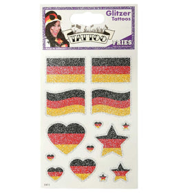 narrenwelt FAN Tattoo Glitzer Deutschland Schwarz-Rot-Gold