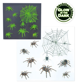 narrenwelt  Spinnen - Tattoo Set GID nachtleuchtende Tattoos 9 Teile Grusel Tattoo Halloween